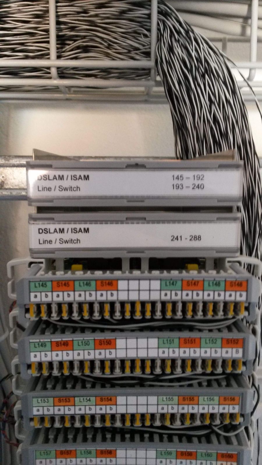 Splitter VDSL côté opérateur reliant les lignes cuivre aux équipements DSLAM et ISAM
